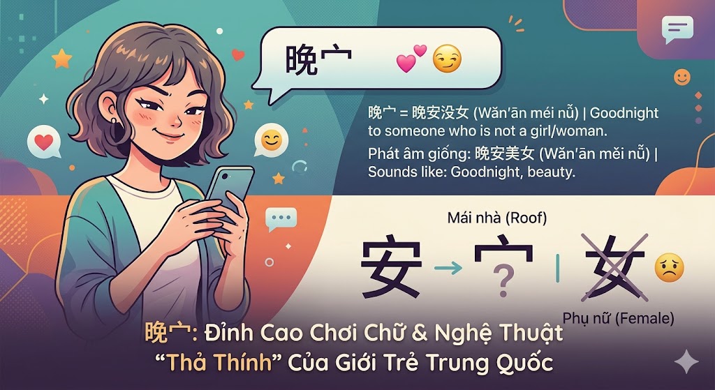 Giải Mã "晚宀": Đỉnh Cao Chơi Chữ Và Nghệ Thuật "Thả Thính" Của Giới Trẻ Trung Quốc